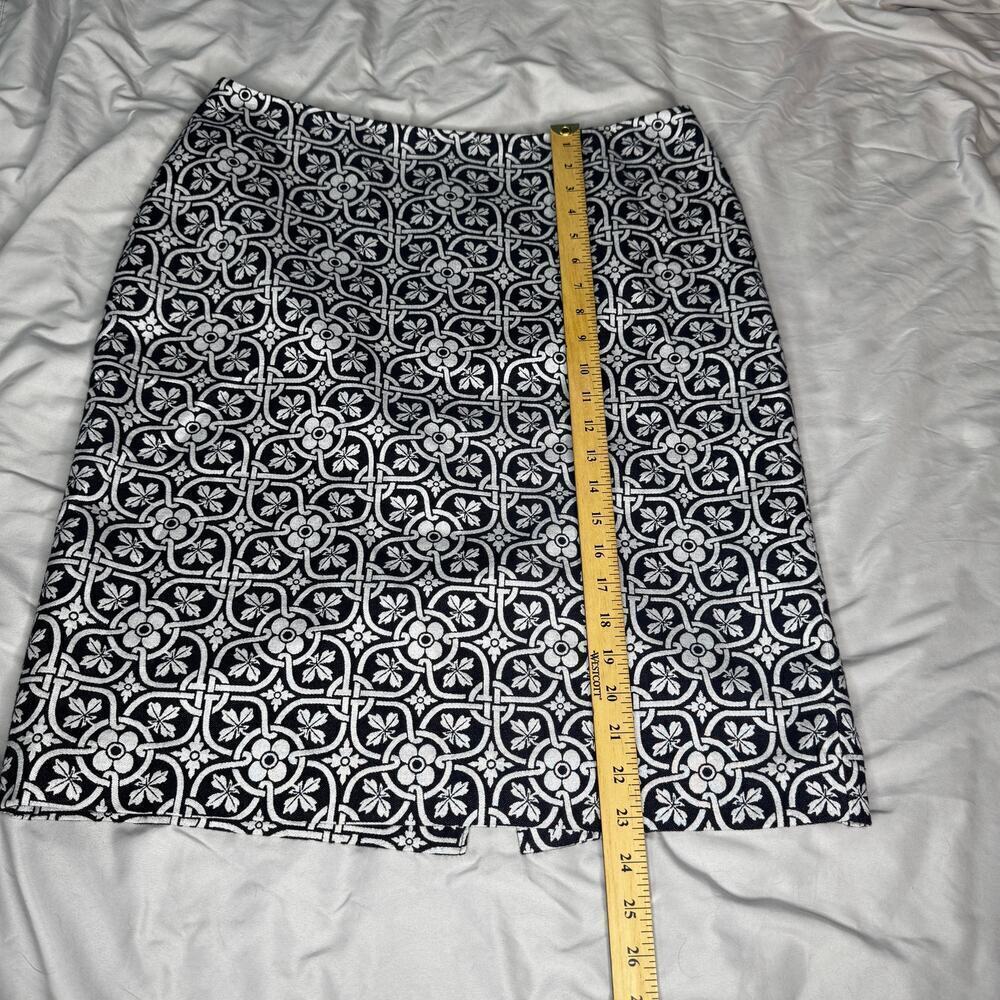 Talbots Women's sz 12 Navy Lattice Floral Medallion Print Skirt Mediterranean - Picture 7 of 7